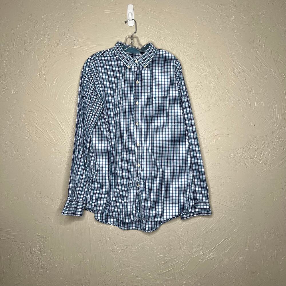 IZOD Men's XL Long Sleeve Plaid Button Down Shirt